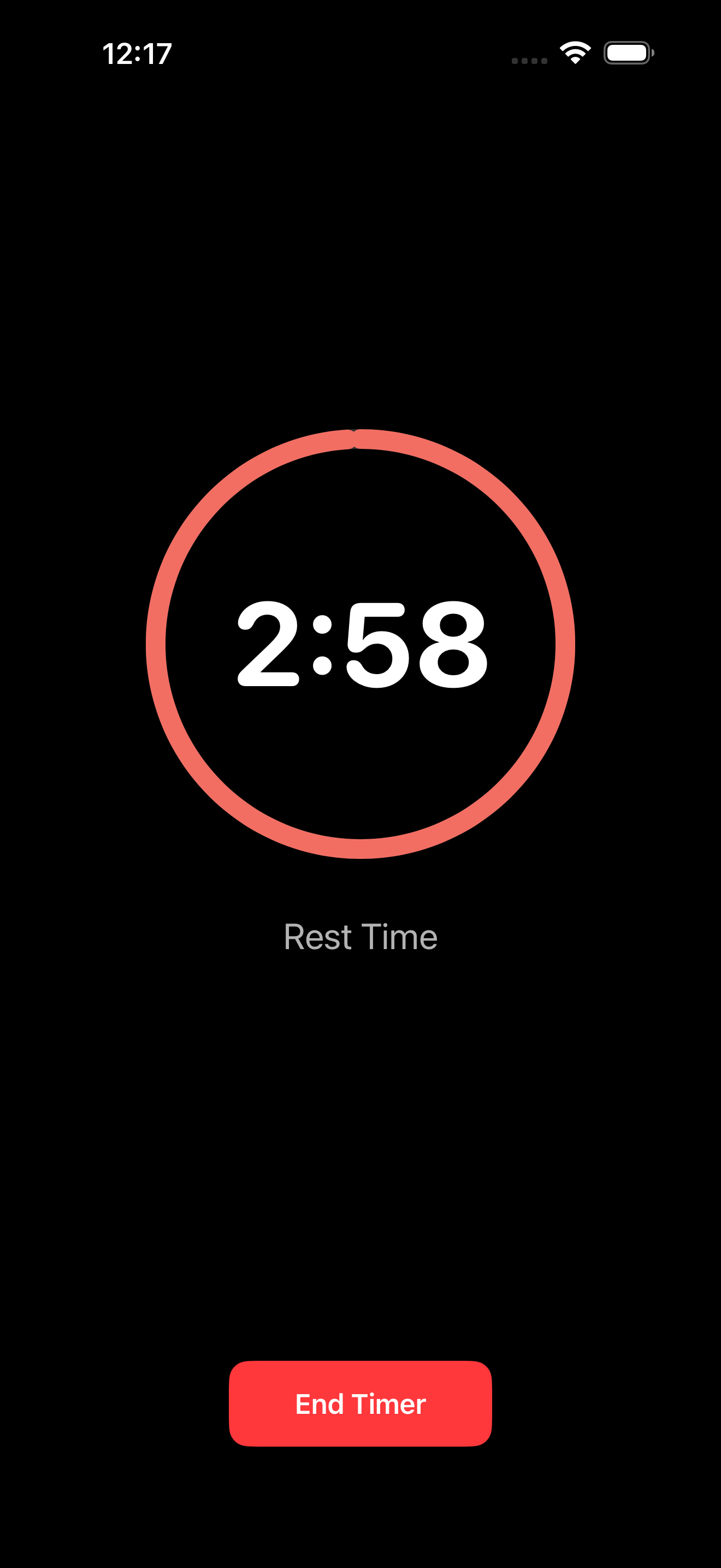 Rest timer displayed in the Dynamic Island